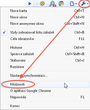 Návod - jak povolit cookies - Chrome - menu