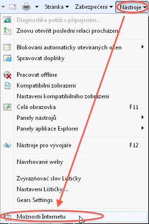 Návod - jak povolit cookies - menu