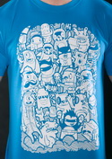 náhled - Doodle modré pánské tričko