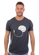 náhled - USB mozek šedé pánské tričko