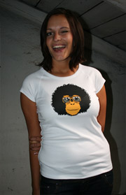 náhled - Retro opičák bílé dámské tričko