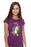náhled - Bílé víno volá fialové dámské tričko