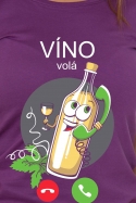 náhled - Bílé víno volá fialové dámské tričko