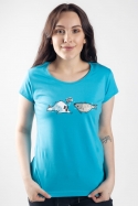 náhled - Leklá ryba modré dámské tričko