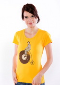 náhled - Na čem ujíždíš žluté dámské tričko