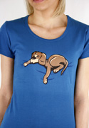 náhled - Spící pes modré dámské tričko