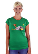 náhled - Sova spálená zelené dámské tričko