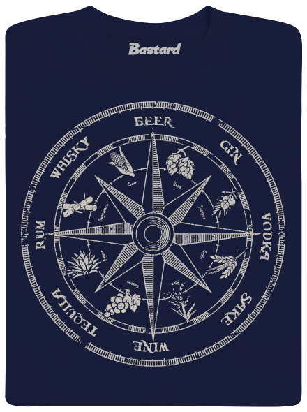 Alkoholický kompas pánské tričko Navy