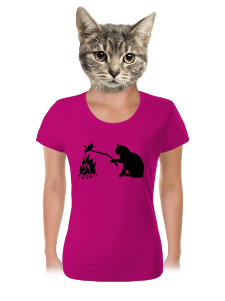 Kočka a myš dámské tričko Fuchsia Red