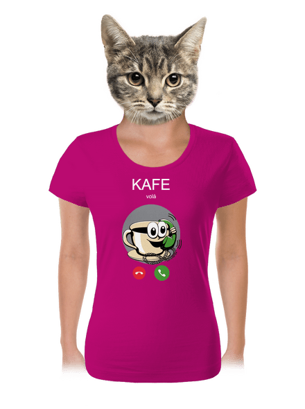 Kafe volá dámské tričko Fuchsia Red