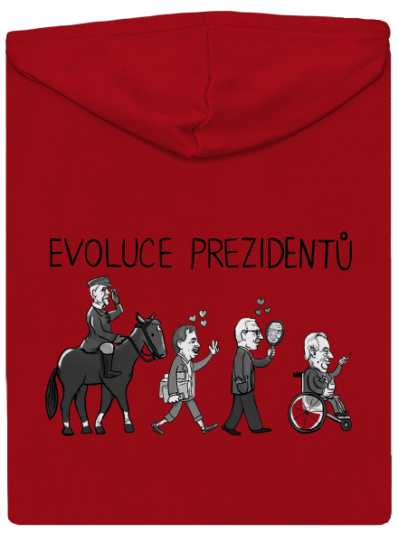 Evoluce prezidentů pánská mikina na zip Red