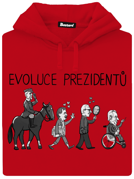 Evoluce prezidentů pánská mikina klokanka Red
