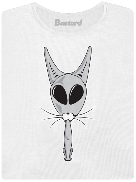 Mimozemská kočka dámské tričko s lemem  White