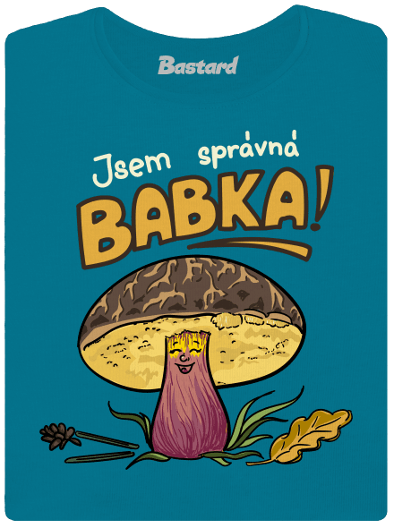 Babka a hříbeček dámské tričko s lemem Turquoise