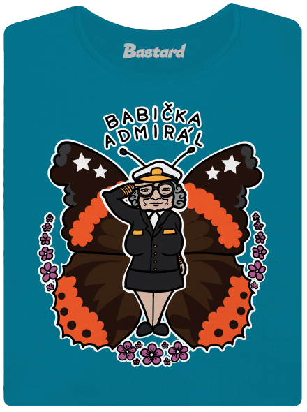 Babička admirál dámské tričko s lemem Turquoise