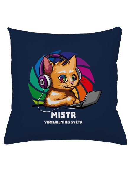 Mistr virtuálního světa polštář Dark Navy
