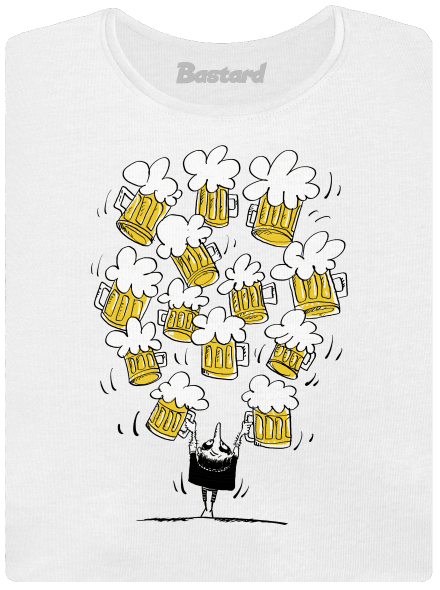 Šťastný pivař dámské tričko s lemem  White