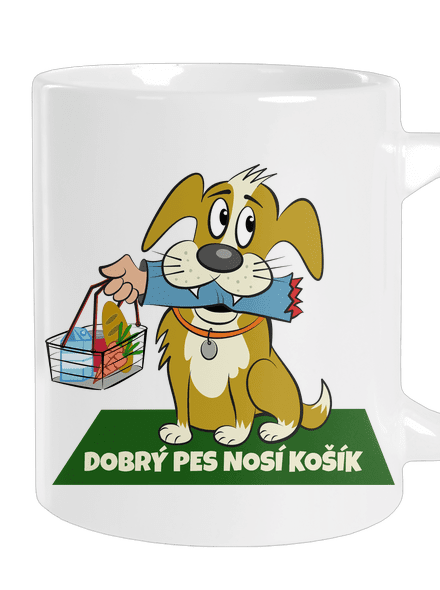 Pes nosí košík
