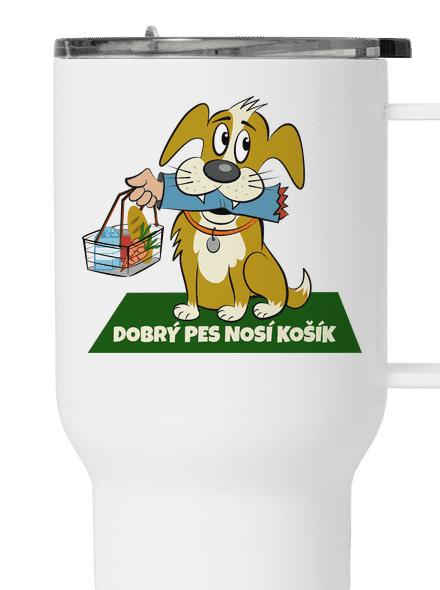 Pes nosí košík
