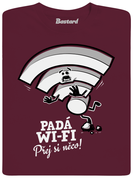 Padá wi-fi pánské tričko Burgundy