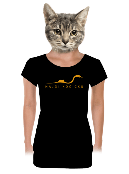 Najdi kočičku dámské tričko s lemem Black