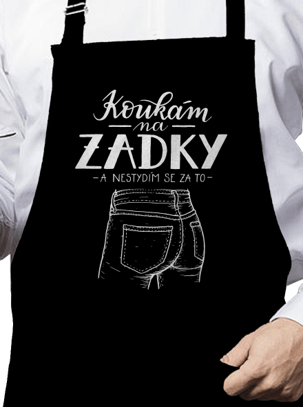 B12: Koukám na zadky zástěra  Black