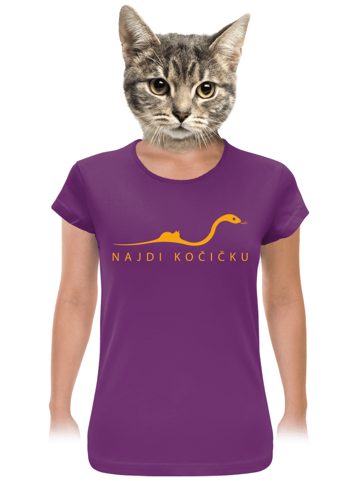 Najdi kočičku fialové dámské tričko