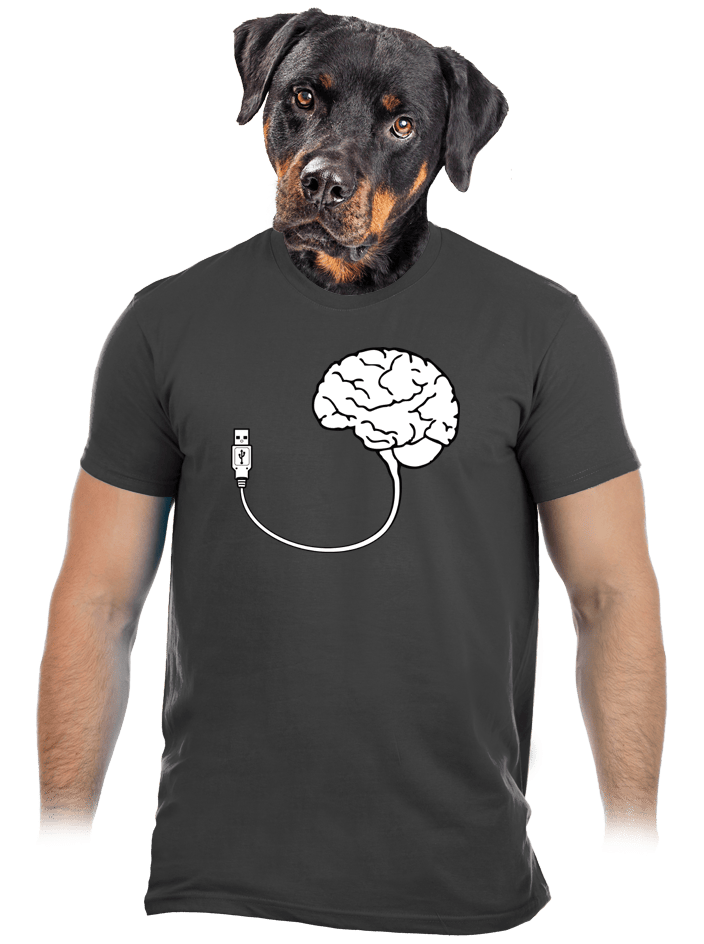 USB mozek šedé pánské tričko