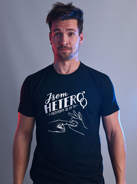 B 12 Jsem hetero černé pánské tričko