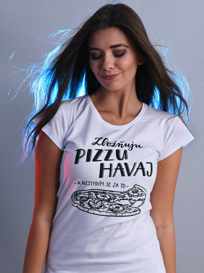B 12 Zbožňuju pizzu Havaj bílé dámské tričko
