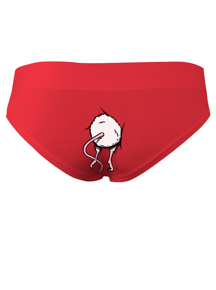 Myš v zadnici - červené kalhotky