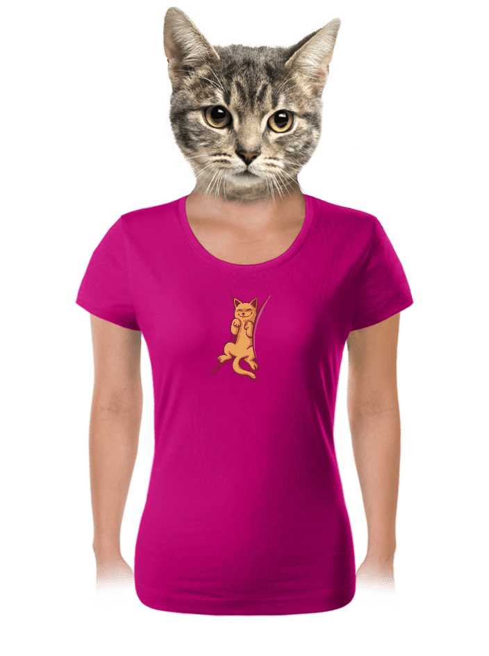Spící kotě růžové dámské tričko